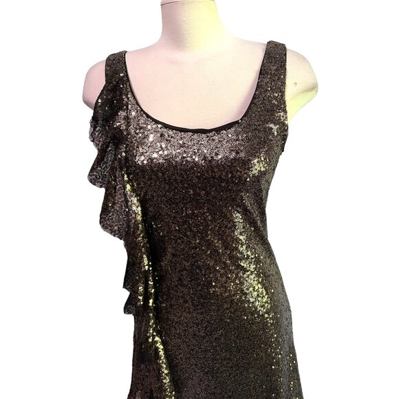 Anna Grace Bronze Sequined Dress Sz Small Womens Sleeveless Mini - Picture 5 of 12